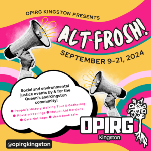 Alt-Frosh 2024. September 9-21. Social and environmental justice events open to all!