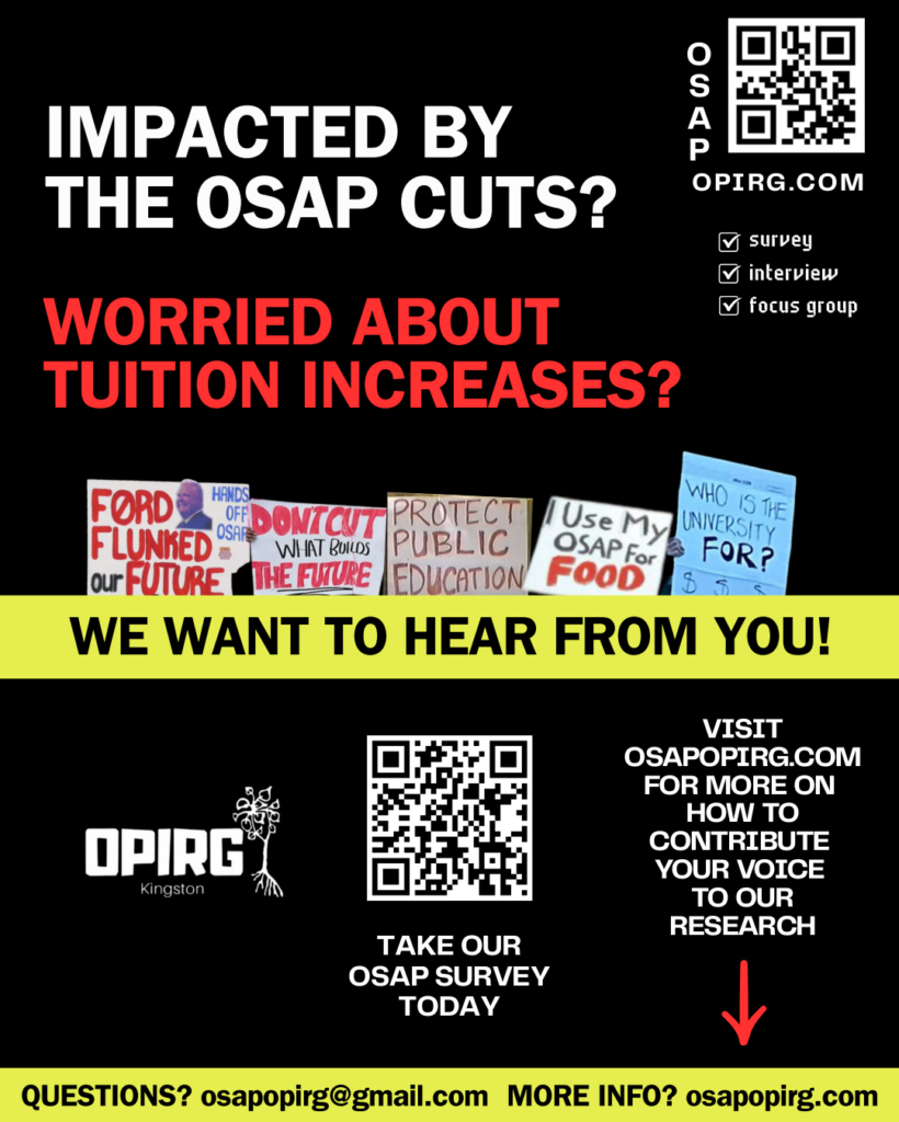 Impacted by the OSAP cuts? Worried about tuition increases? We want to hear from you! 